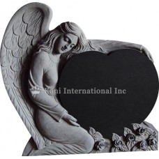 Angel holding Single Heart with Carved Flowers