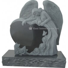 Angel Reclining over a Single Heart with Carved Roses