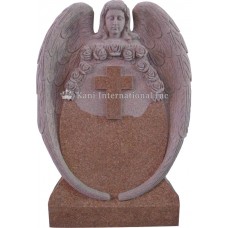 Angel with Open Wings, Cross and Flowers