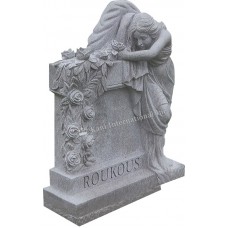 Angel Reclining on a Upright with Carved Roses