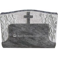 Slant Marker with Carved Flowers and Cross