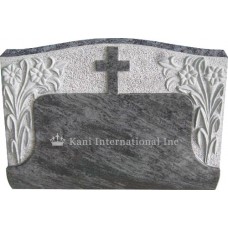 Slant Marker with Carved Flowers and Cross