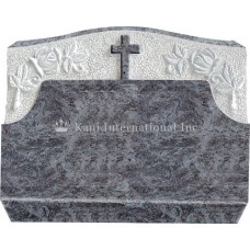 Slant Marker with Carved Flowers and Cross