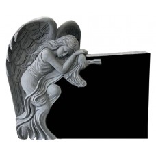 Angel Leaning on a Headstone with Flowers